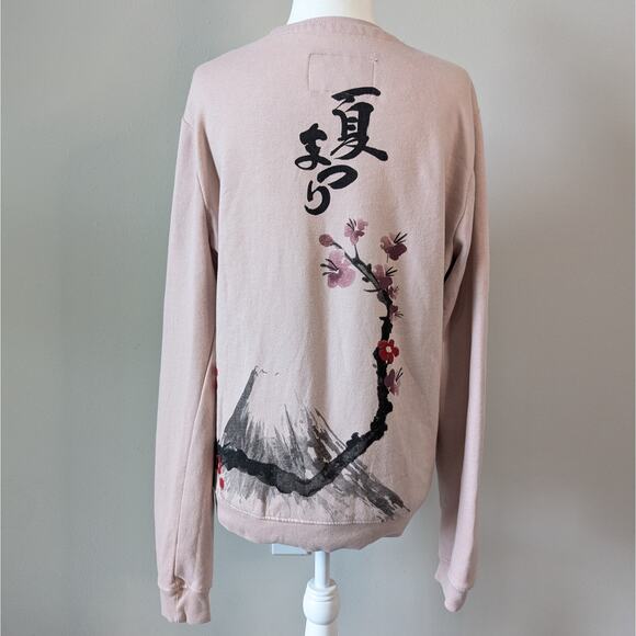 Blind Rooster Blush Pink Cherry Blossom Long Sleeve Pullover Sweatshirt Small - Picture 4 of 8